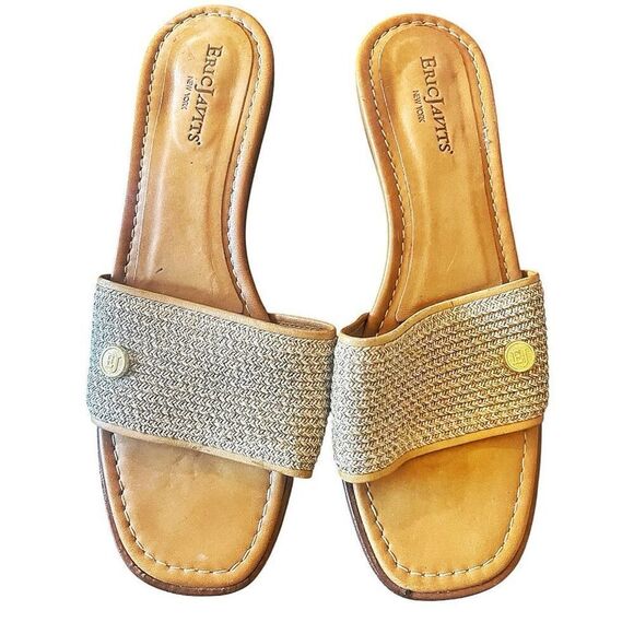 Eric Javits Signature Squishee Slip On Leather Sandals Size 7 - Picture 1 of 5